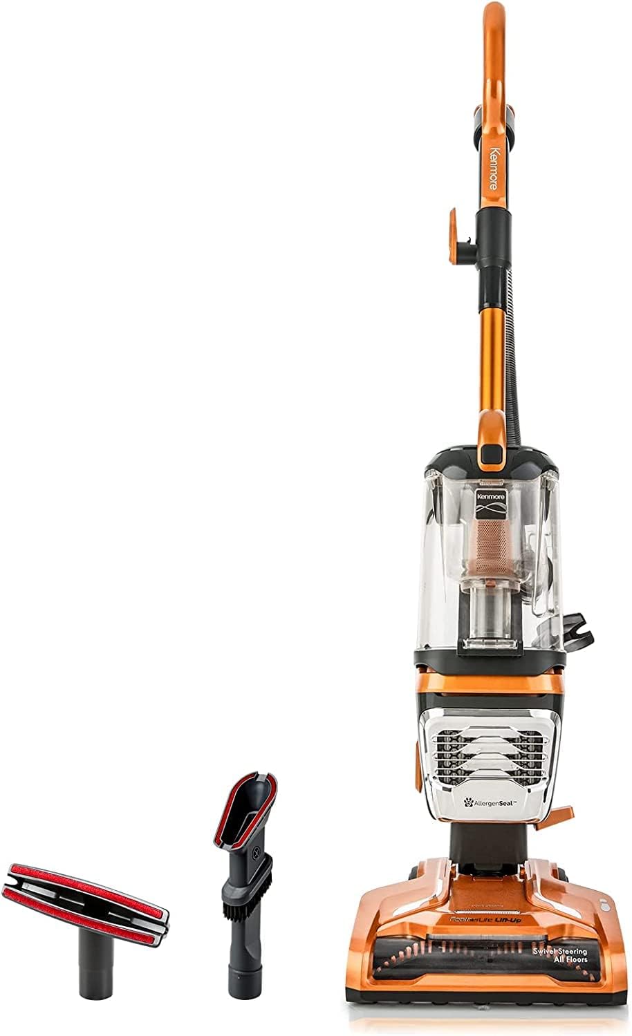 Kenmore DU4080 FeatherLite Lift-Up Bagless Upright Vacuum 2-Motor Power Suction Lightweight Carpet Cleaner with HEPA Filter, 2 Cleaning Tools for Pet Hair, Hard Floor, 1.5L, Orange