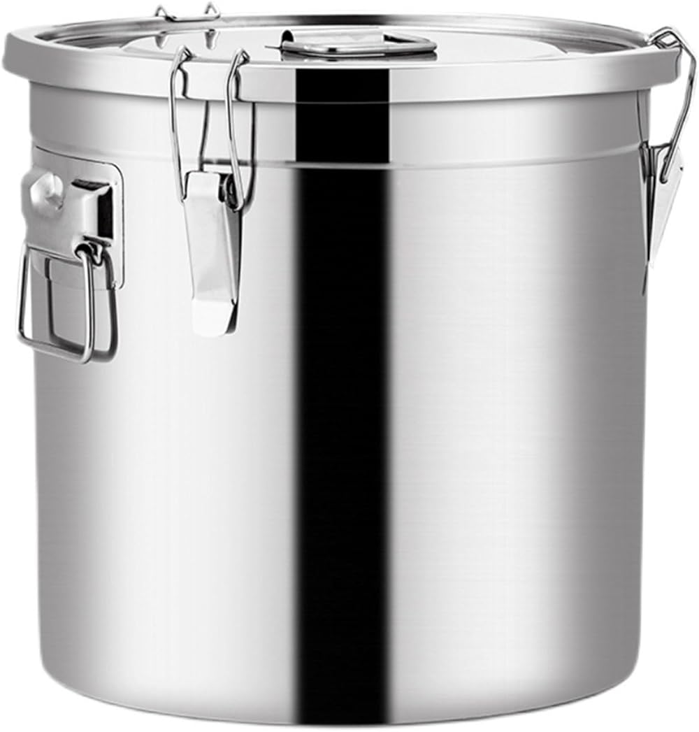 Stainless Steel Airtight Canister Large Sealed Bucket, Oil Barrel with Latch Buckles Tea Jarfood Storage Containers Kitchen Supply,70L 45 * 45Cm