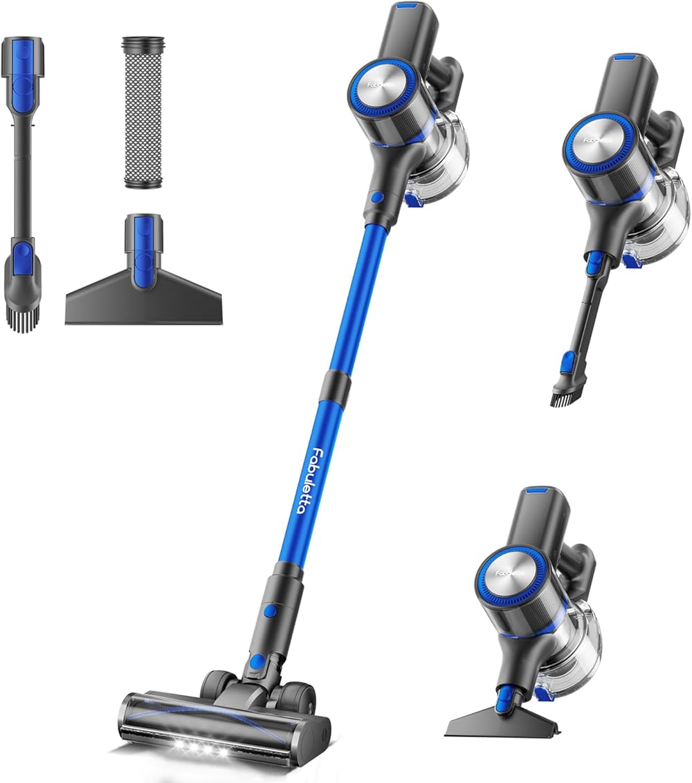 FABULETTA Cordless Vacuum Cleaner, 38Kpa Powerful Suction Up to 50 Min Runtime, 8 in 1 Lightweight Stick Vacuum Cleaner with Brushless Motor, Great for Pet Hair & Hard Floor