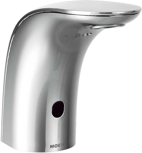 Moen 8553AC Mpower Sensor Operated Single Mount Above Deck Lavatory High Arc Ac Powered Non Mixing Faucet, Chrome
