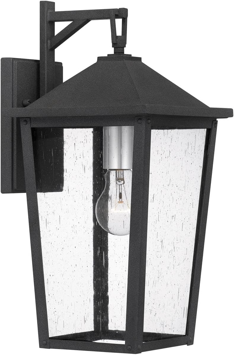Coastal Armour STNL8408MB Stoneleigh Traditional Clear Seedy Glass Medium Outdoor Wall Lantern, 1-Light 100 Watt, 17