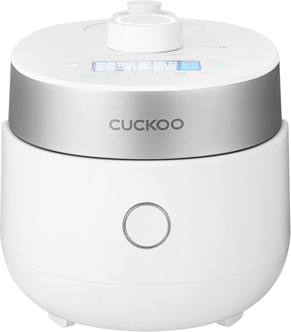 CUCKOO IH Twin Pressure Small Rice Cooker 15 Menu Options: White, GABA, Scorched, Porridge, & More, User-Friendly LED Display, Fuzzy Logic Tech, 3 Cup / .75 Qt. (Uncooked) CRP-MHTR0309F White, Stainless Steel Feature