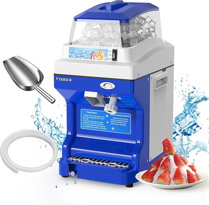 Electric Shaved Ice Machine, 300W Ice Shaver Ice Crusher, Thickness Adjustable Snow Cone Machine 441LBs/hr Automatic Ice Crusher for Bar Parties Events Snack, Home and Commerical Use