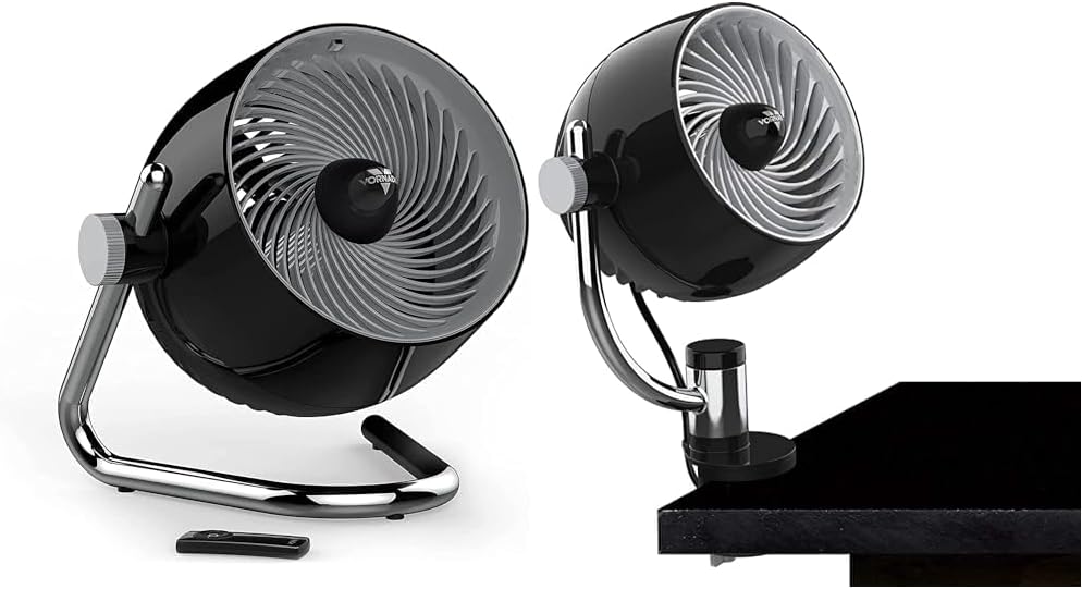 Vornado Pivot6 Whole Room Air Circulator Fan Bundle with Pivot3C Compact Clip On Fan, Black