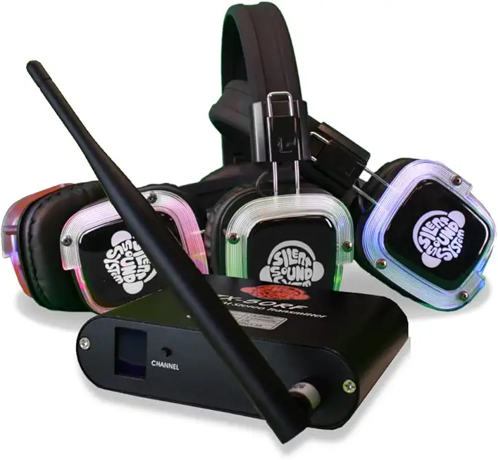 50 Pack Silent Disco LED Headphone Package (50 RF Headphones / 1 Transmitter)