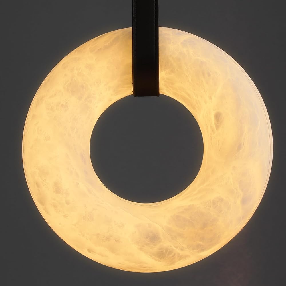 Natural Alabaster Pendant Lights, Round Shape Pendant Lighting, Pendant Lights Kitchen Island, Hanging Pendant Light for Bedroom, Bathroom, Foyer, Dining Room, Living Room