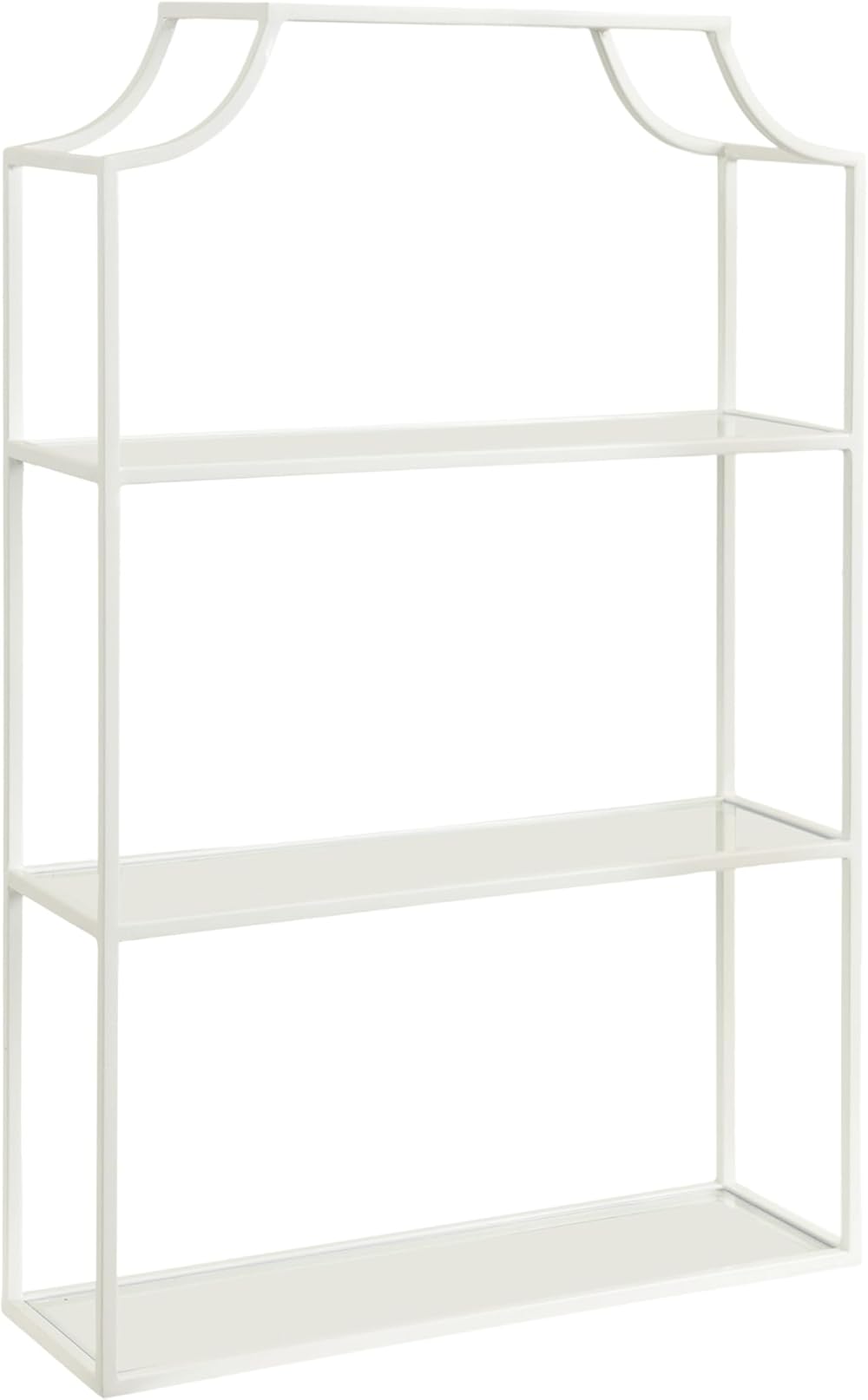Kate and Laurel Ciel Three-Tiered Wall Shelf, 21 x 30, White, Decorative Floating Shelf Storage and Wall Organizer for Over Toilet Storage Bathroom Display
