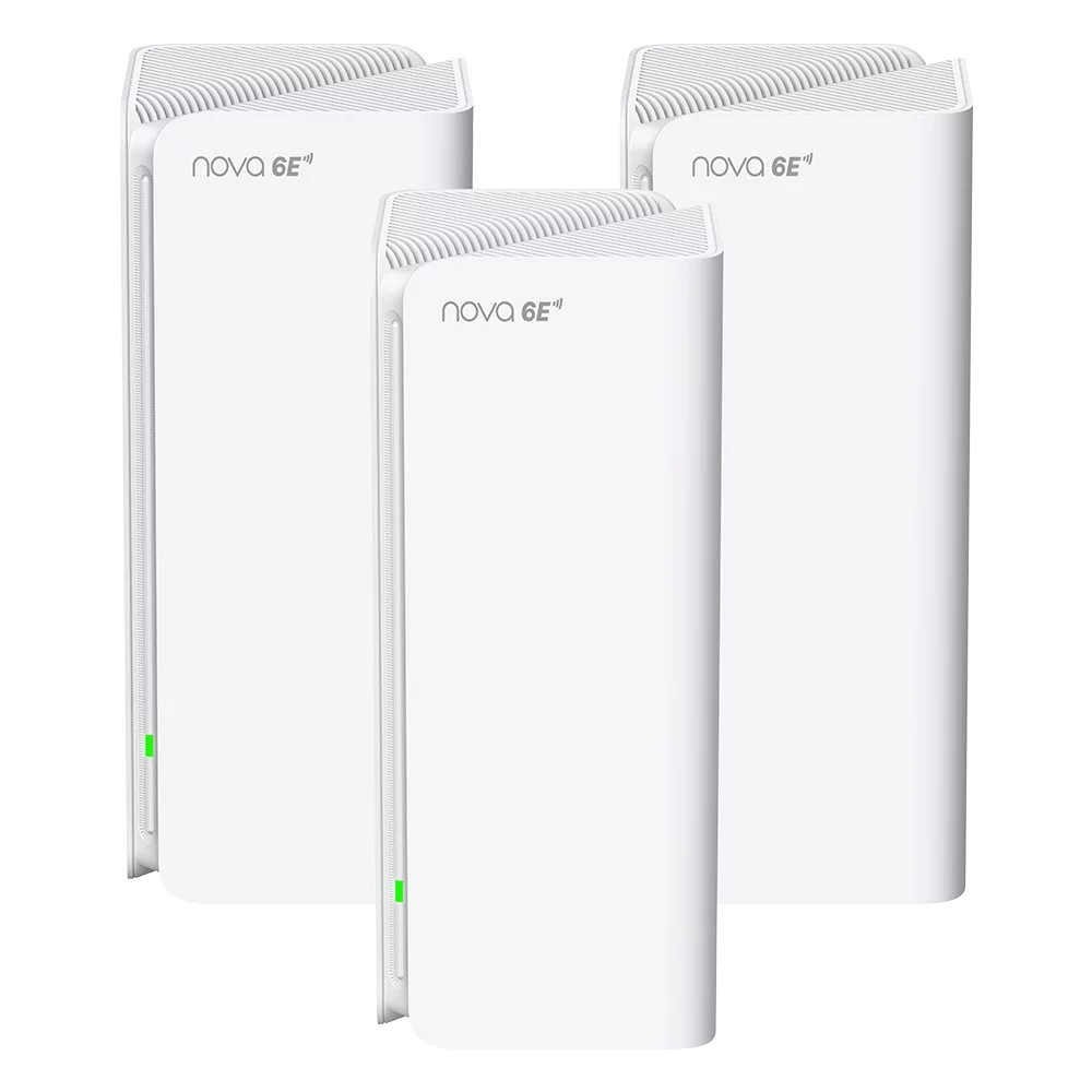 Tenda MX21 Pro 3-Pack AXE5700 Tri-Band Whole Home Mesh Wi-Fi 6E System Coverage up to 7,300ft