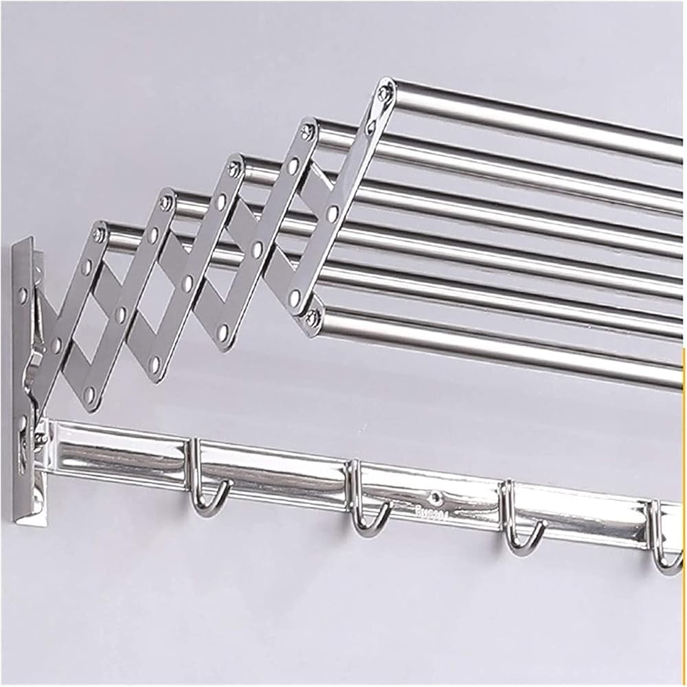 Wall Mounted Foldable Clothes Drying Rack Towel Rail Indoor Airer Retractable Hanging Racks Laundry Stand for Bed Linen Clothing Socks Scarves Easy Storage (Size : 60cm)