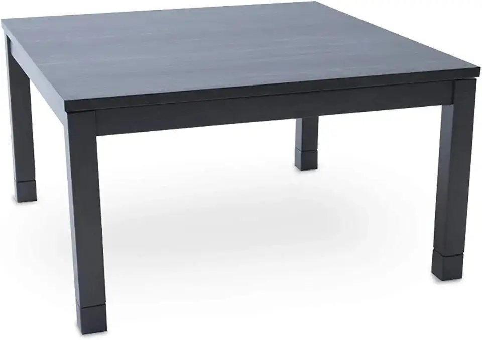 BJDesign Kotatsu - Japanese Heated Table - Wooden Chabudai Furniture with 120V Electric Heater - Low-Lying Dining and Work Desk with Temperature Control Knob (29x29in, Black)