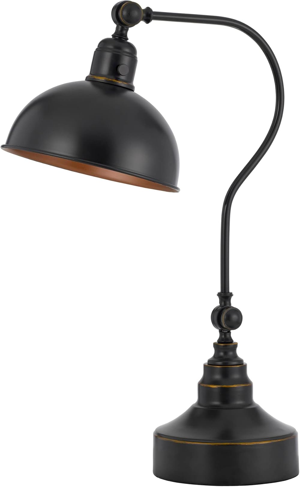 Cal Lighting BO-3025DK-DB Industrial Adjustable Metal Downbridge Desk Lamp with Half Dome Metal Shade, Dark Bronze