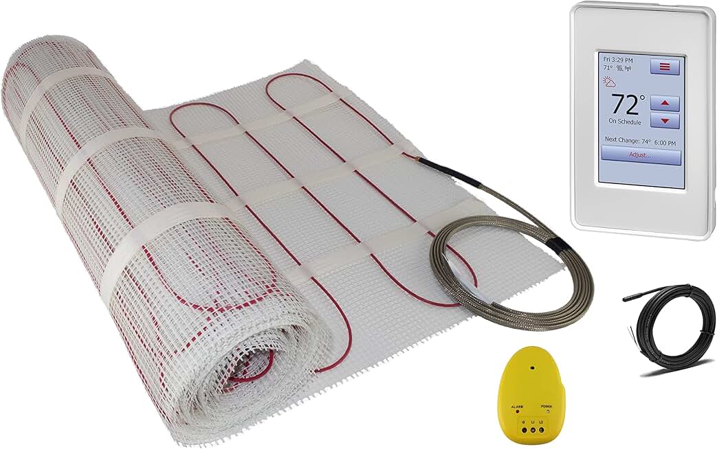 15 Sqft Warming Systems 120 V Electric Tile Radiant Floor Heating Mat with Touch Screen Programmable Thermostat