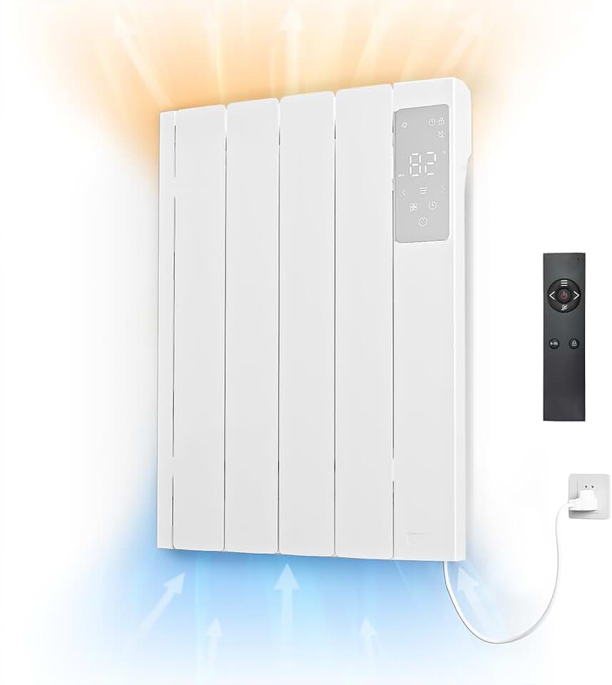 800w Convection Heater-Wall Panel Heater-Electric Heater for Indoor Use, Quiet Fan-less Design, Energy Efficient Heating with Eco Mode, Remote Control, 24h Timer, Child Lock