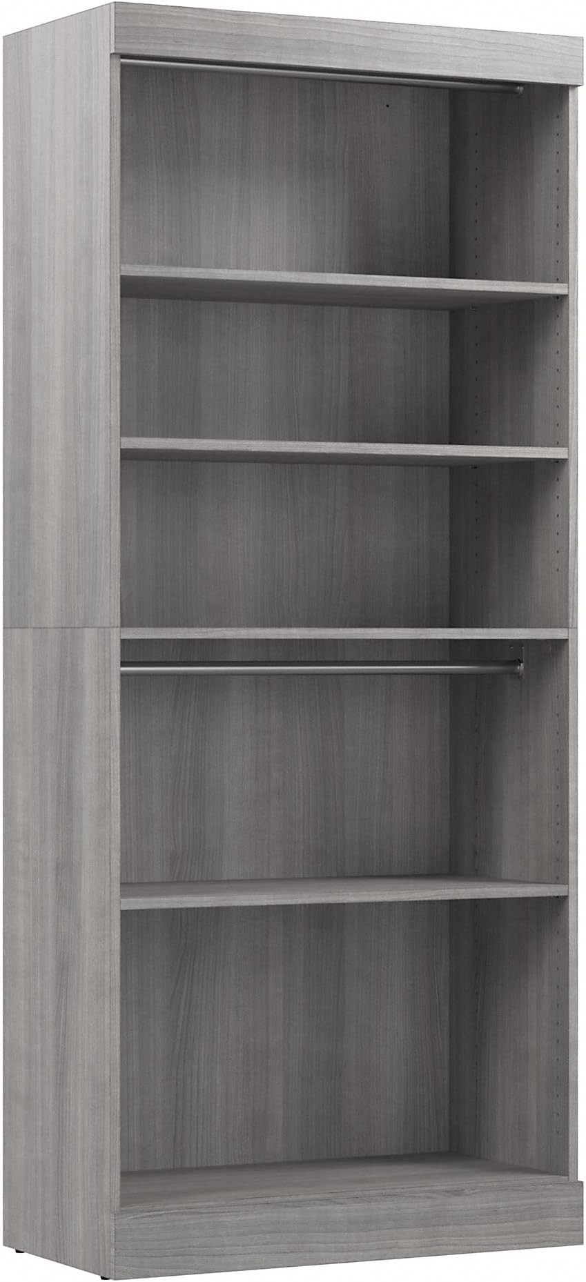 Bestar Pur Closet Organizer, 36-inch Platinum Gray Wardrobe System for Bedroom, Mudroom, Entryway, or Kitchen Pantry