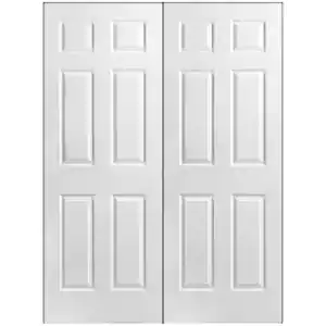 Masonite Textured 6-Panel Hollow Core Primed Composite Double Prehung Interior Door