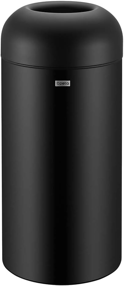 71 Liter / 18.8 Gallon Commercial Open Top Trash Can, Big Capacity, Brushed Stainless Steel (Black)