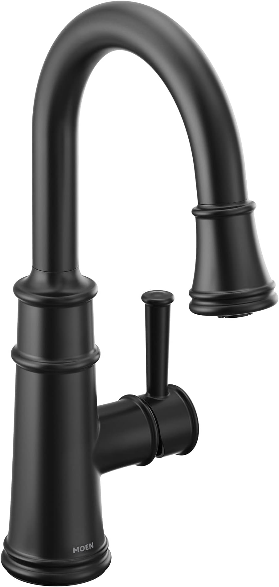 Moen 6260BL Belfield One-Handle Pulldown Bar Faucet with Power Clean featuring Reflex, Matte Black