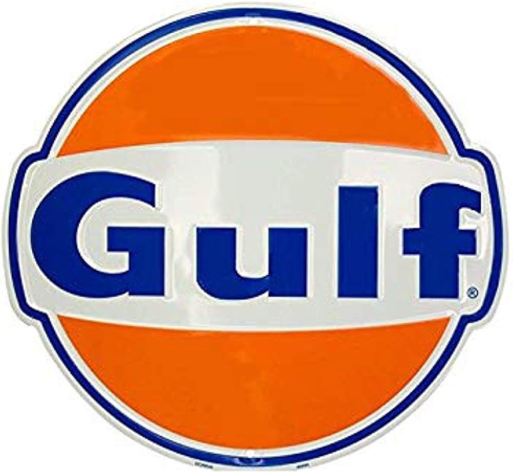 Large Round Sign | Gulf Oil Sign | 24” Diameter | Embossed Aluminum Sign | Made in the USA