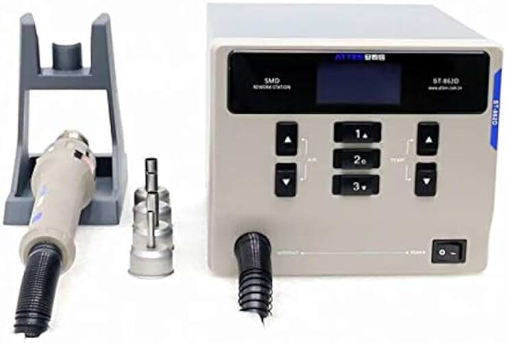 ATTEN ST-862D Lead-free Hot Air Gun Soldering Station, 1000W 110V Hot Air Rework Station with Intelligent Digital Display For Mobile Phone PCB Chip Welding Repair (110V)