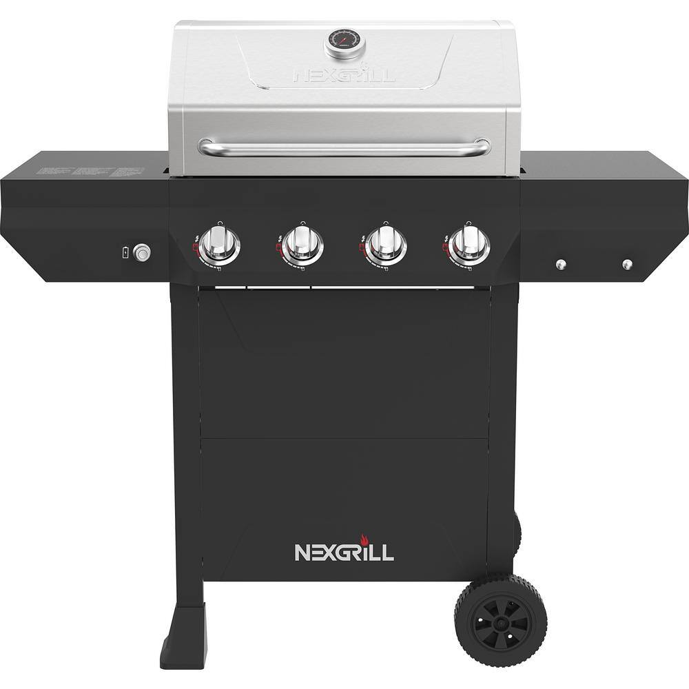 Nexgrill 720-0925PG 4-Burner Propane Gas Grill in Black with Stainless Steel Main Lid