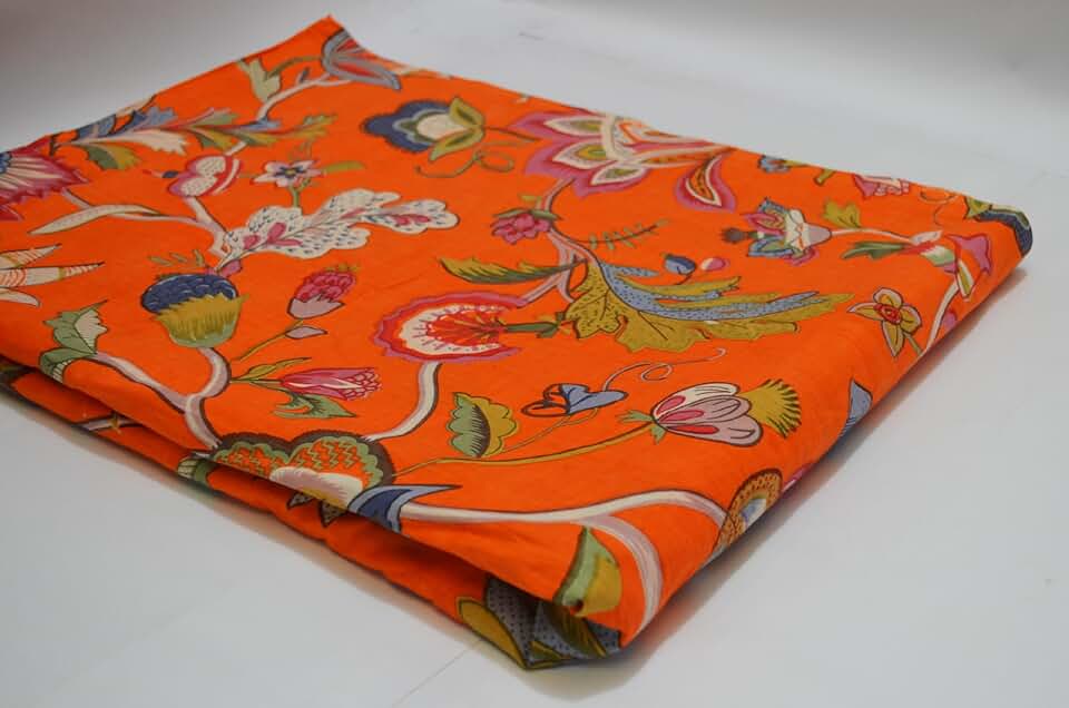 Scrren Print Dressmaking by The Yard Fabric 100% Cotton Floral Print Fabric for Sewing Crafting Ethnic Running Natural Dye Sanganeri Indian Fabric by The Yard 507 (50 Yard pre Cut)