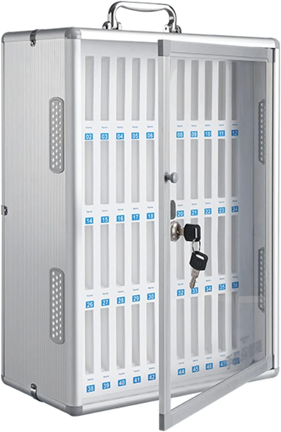 Mobile Phone Cabinet Mobile Phone Storage Box with Lock Mobile Phone Storage Cabinet with Cooling Holes Suitable for Schools Restaurants Conference Rooms (Color : Silver, Size : 48 Slots)