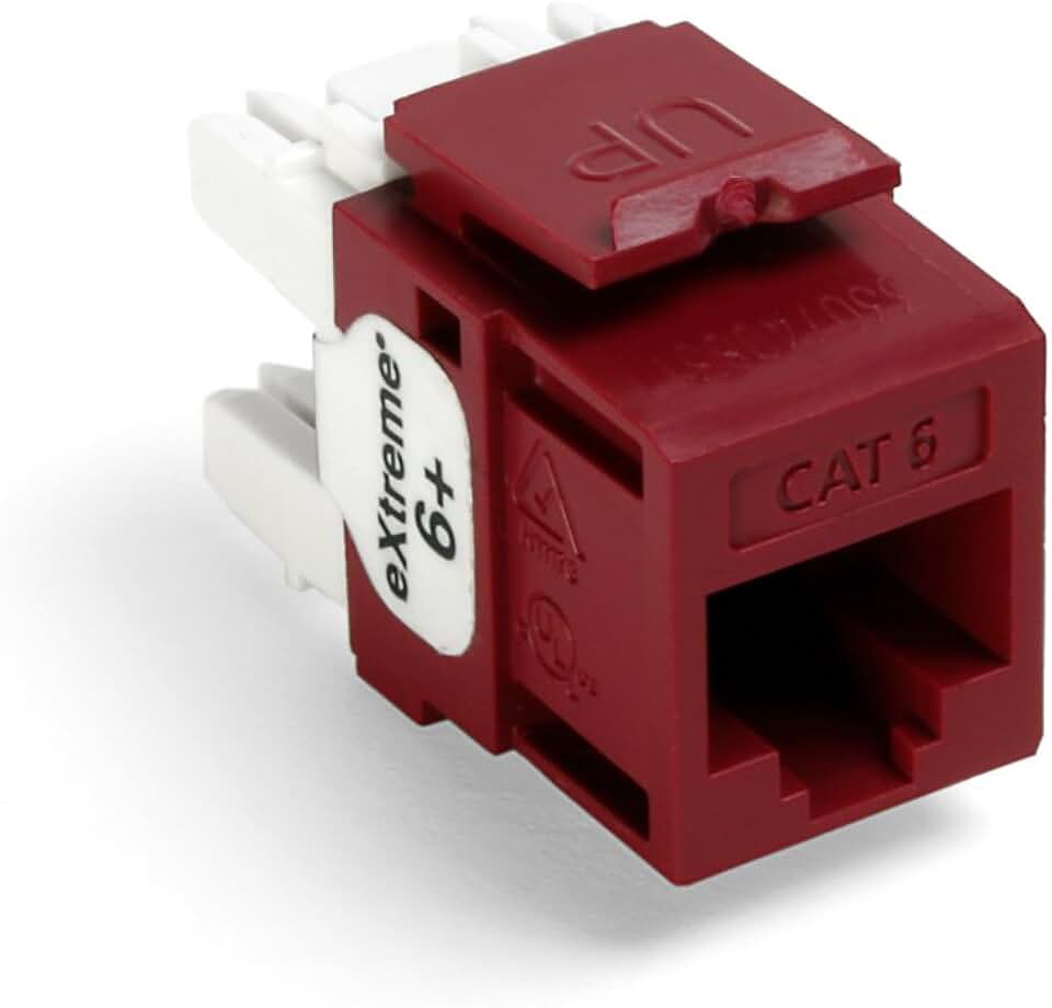 Leviton 61110-BR6 eXtreme 6+ QuickPort Connector, CAT 6, Red, 25-Pack