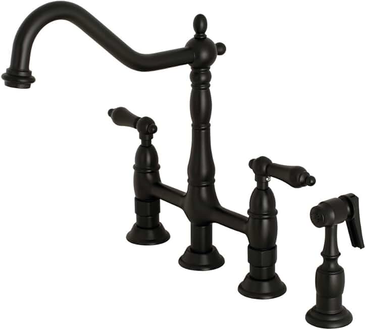 Kingston Brass KS1270ALBS Heritage Bridge Kitchen Faucet, 8-9/16