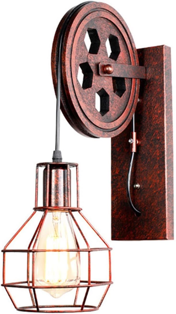 Wall lamp, Retro Wall Light Adjustable Sconce Light Shade Ceiling Lifting Pulley Industrial Wall Lamp Fixture Iron Loft Cafe Bar,Ceiling Chandelier