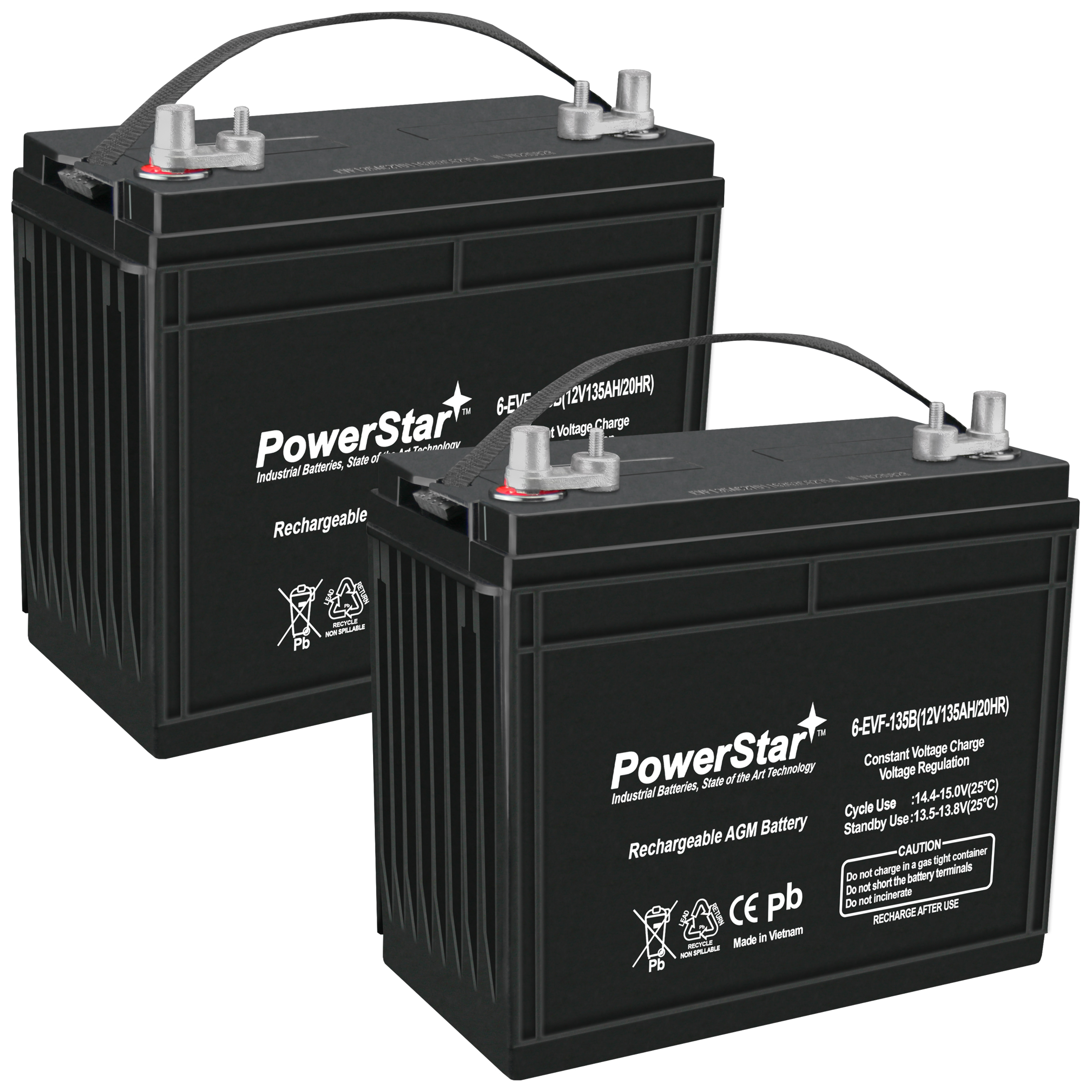 PowerStar Replacement for 12v 12 Volt Golf Cart Battery marine solar club car yamaha rv - 2 Pack