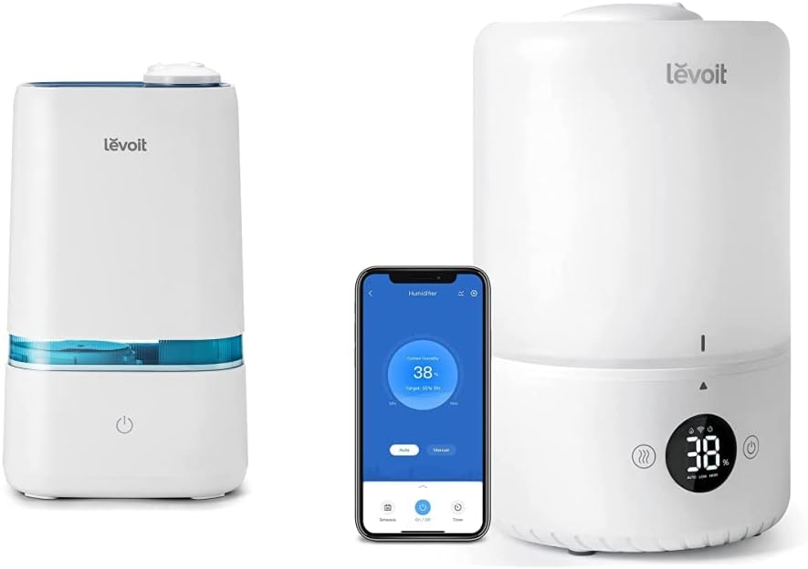 LEVOIT 4L Humidifiers for Bedroom Large Room & Essential Oil Diffuser & LEVOIT Smart Cool Mist Humidifiers for Bedroom, Top Fill Essential Oil Diffuser with Sensor