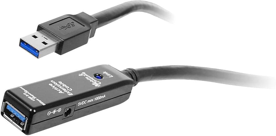 SIIG USB 3.0 Active Repeater Cable 15-Meters, USB Extension Cable for USB Flash Drive, Hard Drive, VR, Printer, Camera (JU-CB0711-S1)