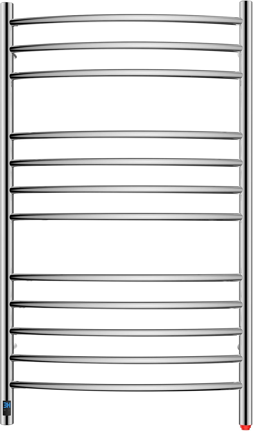 HEATGENE Towel Warmer with Timer, Electric Towel Warmer with Temperature Control, Wall-Mounted Large 12 Bars Towel Racks with Built-in Timer, Plug-in/Hardwired Electric Towel Rails - Mirror Polish
