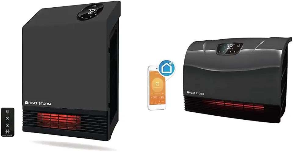 Heat Storm Wall Gray HS-1000-WX Deluxe Indoor Infrared Space Saving-1000 Watts & creen - 1500 Watt ~ Infrared Space Heater ~ Wall Mounted ~ Wifi Enabled Grey with WIFI