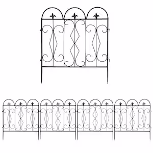 24 in. Metal Garden Fence Decorative Black Fencing Panels for Yard Landscape Patio Lawn Decor (5-Packs)