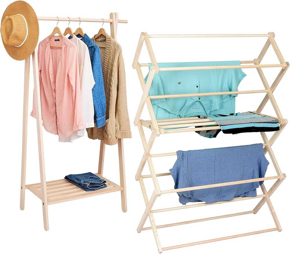 Pennsylvania Woodworks Handcrafted Maple Garment Rack and Clothes Drying Rack: Solid Maple Hard Wood Laundry Rack