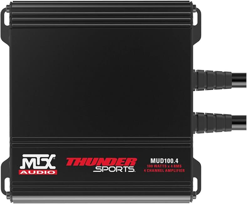 MTX MUD100.4 Mud Series 400 Watt RMS 4 Channel Class D Compact Weatherproof Outdoor Powersports ATV UTV Motorcycle Sound System Stereo Amplifier Kit