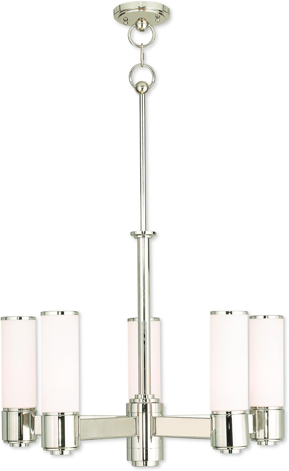 Livex Lighting 52105-35 Contemporary Modern Five Light Chandelier from Weston Collection in Polished Nickel Finish