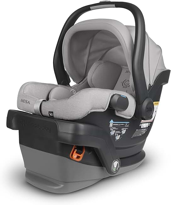 UPPAbaby Mesa V2 Infant Car Seat/Easy Installation/Innovative SmartSecure Technology/Base + Robust Infant Insert Included/Direct Stroller Attachment/Stella (Grey Mélange)