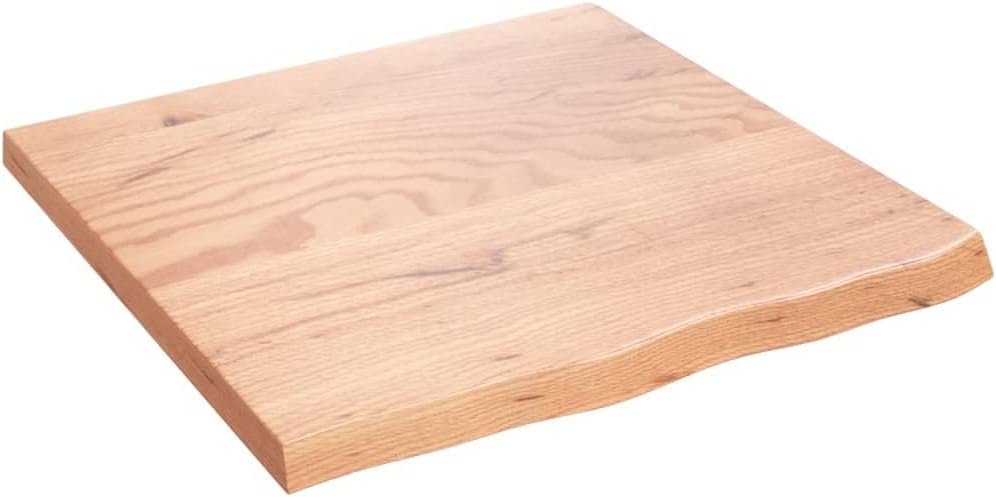 vidaXL Bathroom Countertop in Light Brown - 60x60x(2-4) cm - Solid Oak Wood - Handmade with Live Edge - Varnished Finish