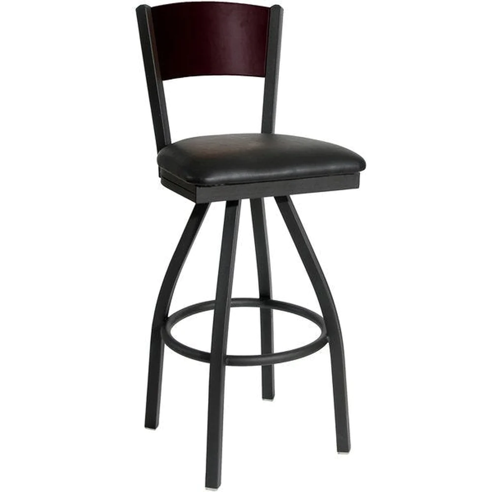Dale Solid Wood Back Swivel Bar Stool