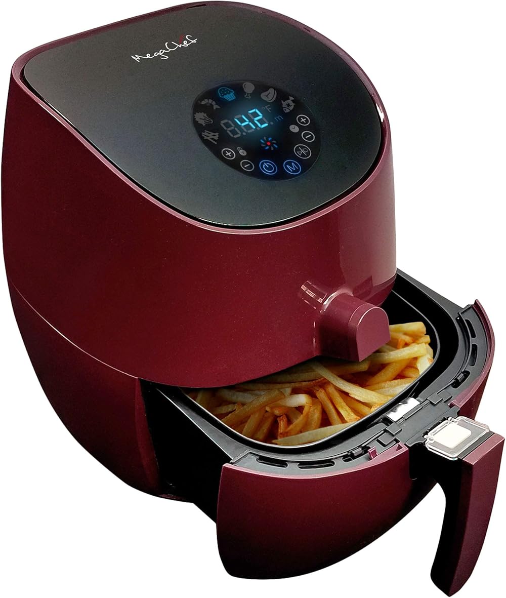 3.5 Quart Airfryer And Multicooker With 7 Pre-programmed Settings in Burgundy