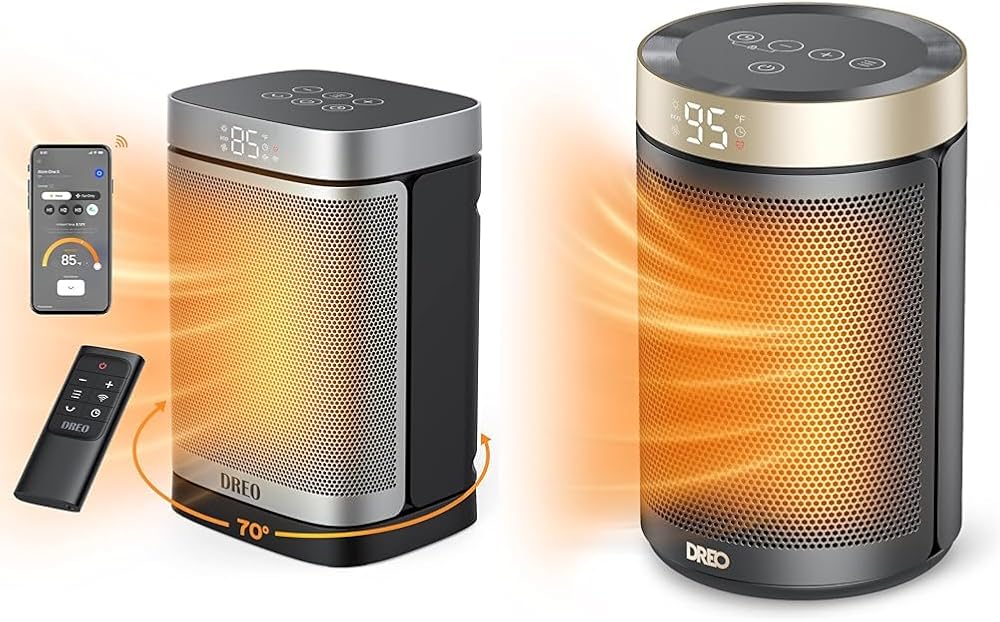 Dreo 1500W Smart Space Heaters for Indoor Use, Portable Heater with 70°Oscillation & Space Heater, Portable Electric Heaters for Indoor Use with Thermostat, Digital Display