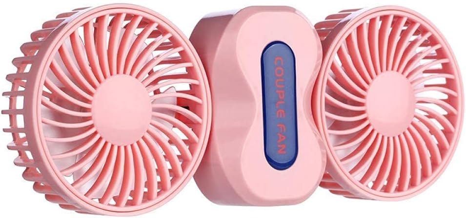 Portable Handheld Fan Couple Small Fan USB Portable Double Head Rotary Folding Student Dormitory Office Mute Handheld Fan, vertice, Sky Blue (Color : White)