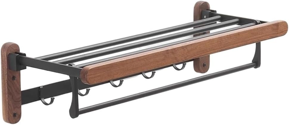 Black Walnut Bathroom Towel Rack Non Perforated Toilet Storage Rack