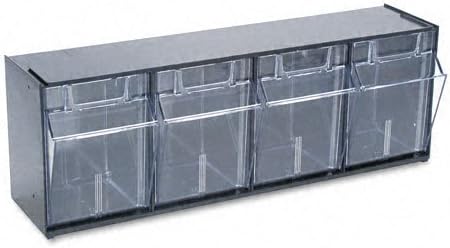 deflect-o : Tilt Bin Plastic Storage System with Four Bins, 23 5/8 x 6 5/8 x 8 1/8, Black -:- Sold as 2 Packs of - 1 - / - Total of 2 Each