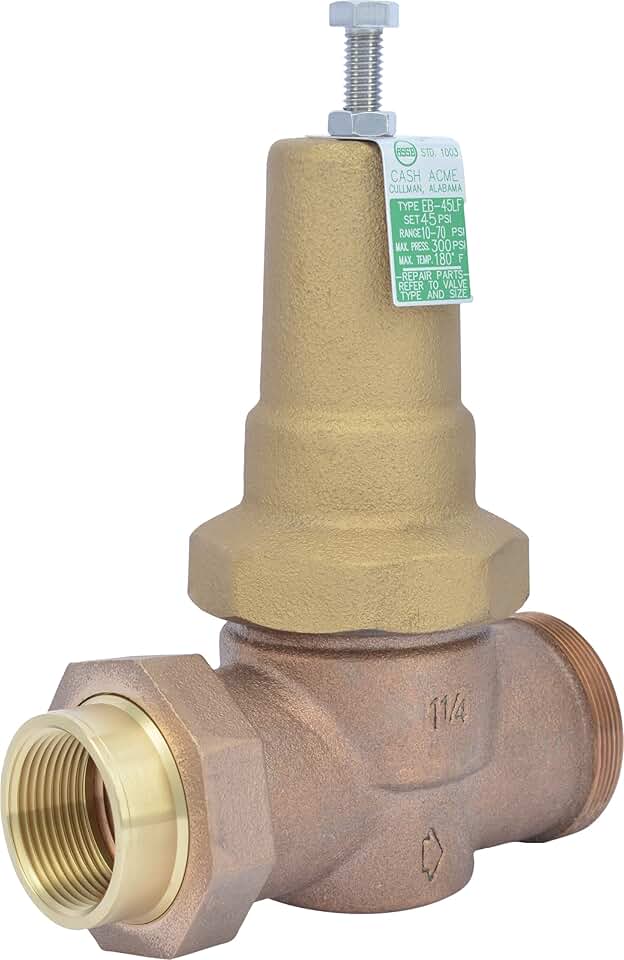 Cash Acme 1-1/4 Inch EB45 Single Union Pressure Regulating Valve (PRV), 45 PSI, 23158-0045