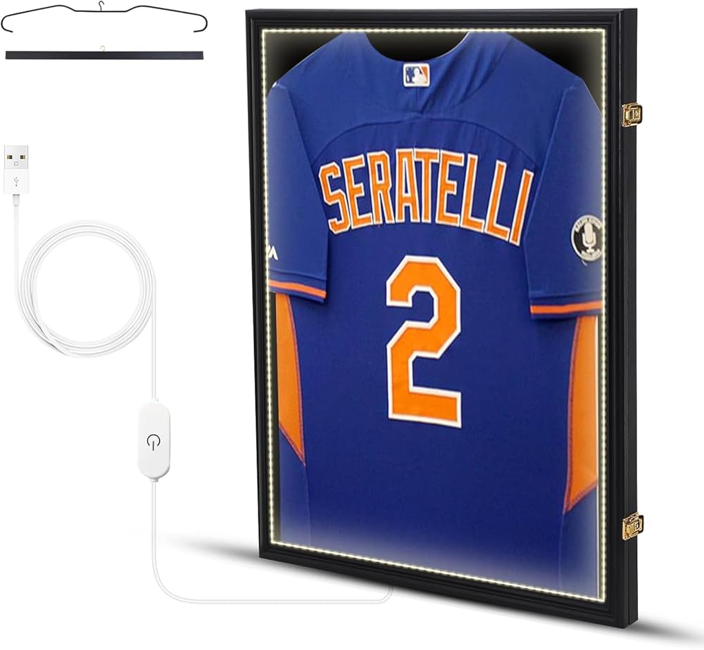 2-Set Heated Camping Chair w Carry Bag, Cooler Bag and Cup Holder + LED Jersey Frame Display Case