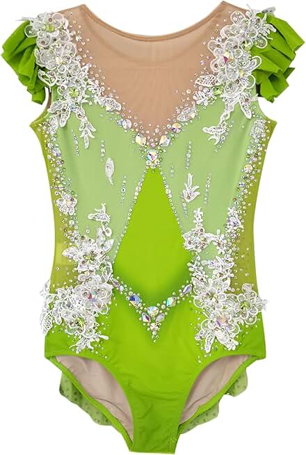 Girls' Sleeveless Artistic Gymnastics Dress with Diamond Decoration Customized Competition Costume