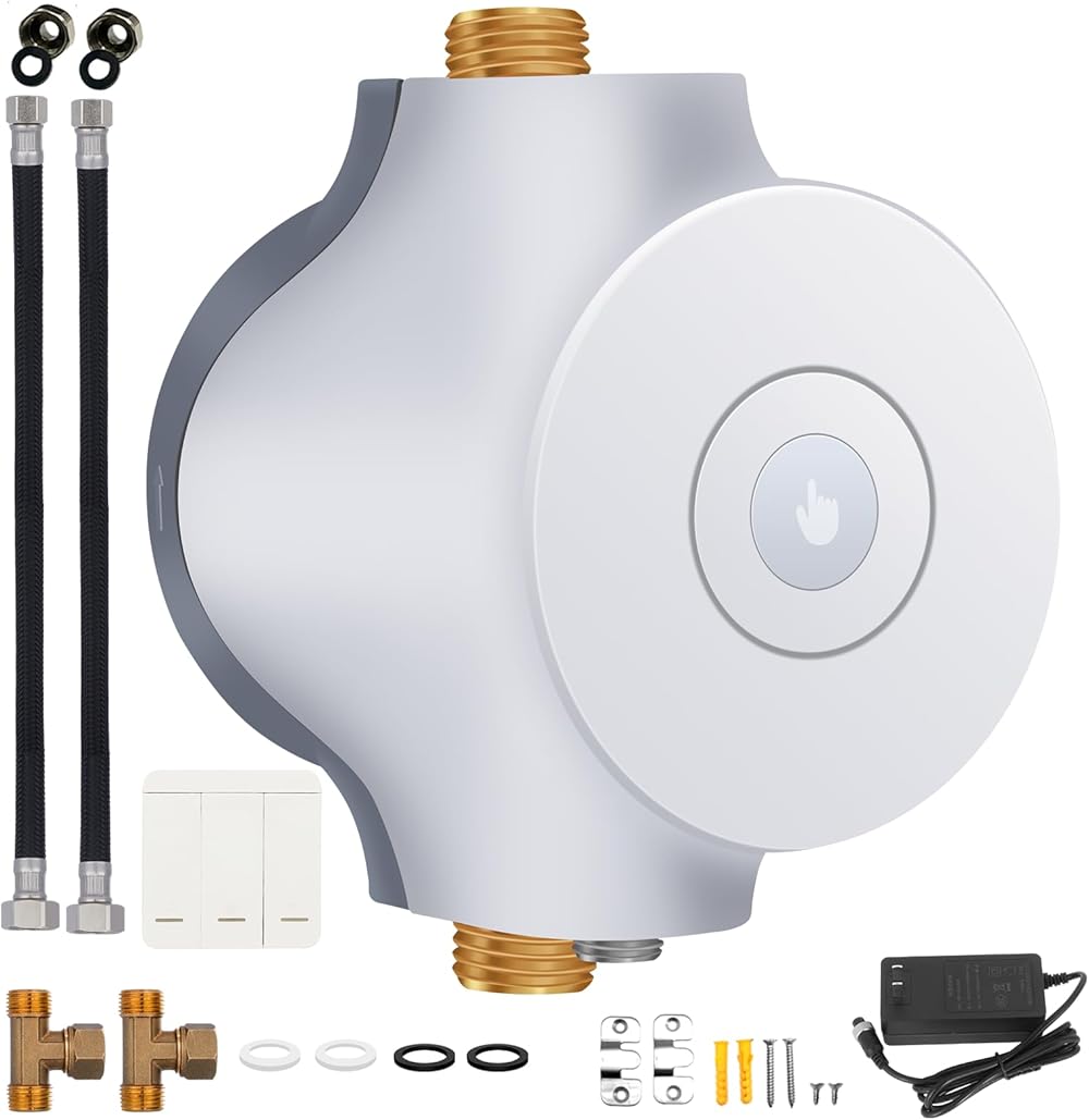 HBS24-12E (No 60 minutes extension version) Smart Instant Hot Water Recirculating System Pump with Built-In Thermostat 15 inch Hose Remote Controller included